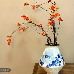Y7060 景德镇陶瓷花瓶摆件手工手绘插花花器客厅装 饰品摆件绿植