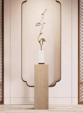 新中式玄关摆件客厅电视柜装饰品乔迁新居紫水晶梅花铜鹿落地摆件