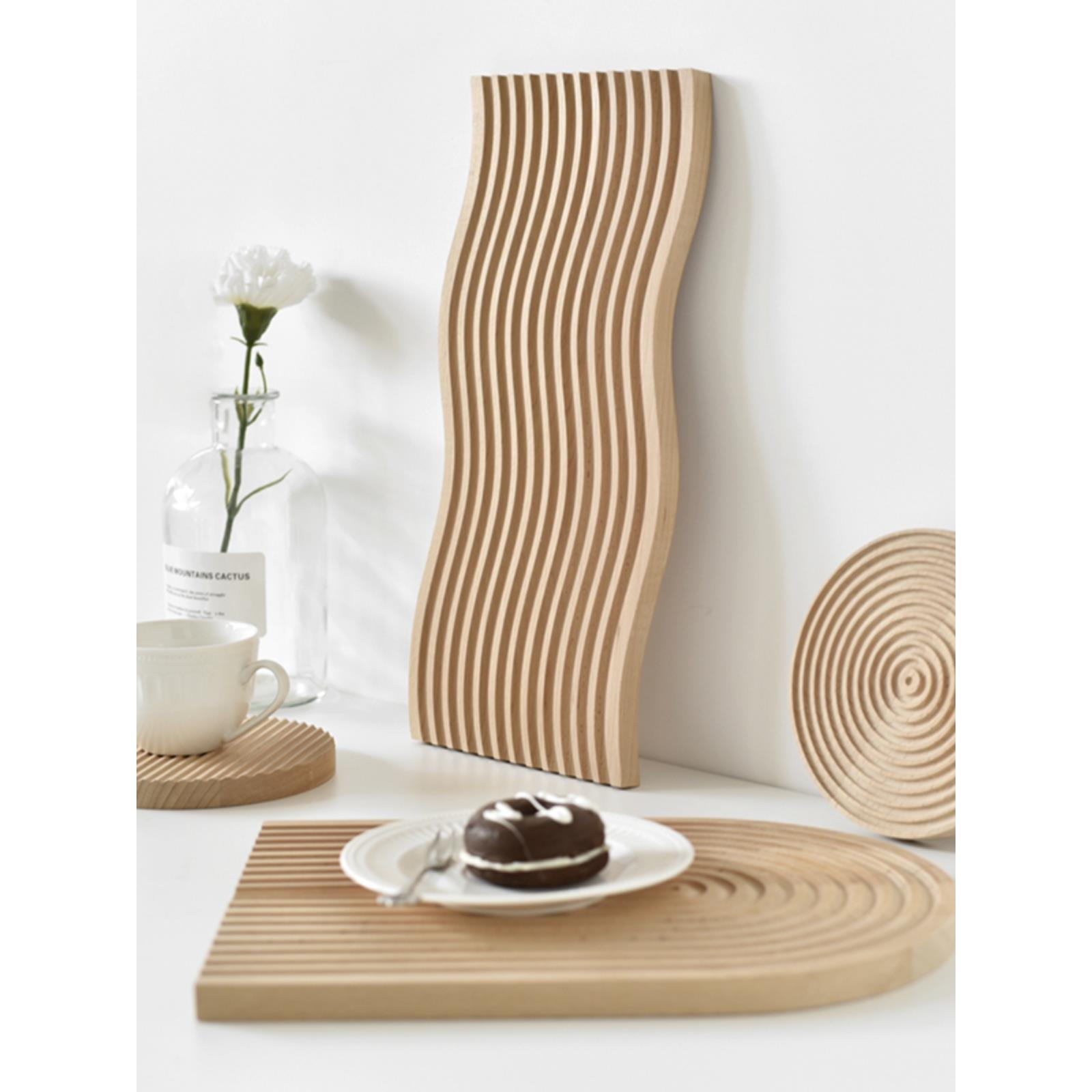 北欧水波纹木制砧板家用托盘下午茶甜品台展示置物装饰摆件面包板