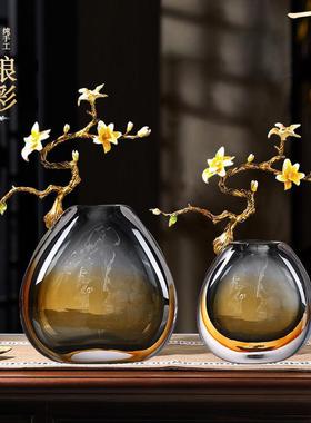 珐琅彩轻奢玻璃花瓶客厅摆件玻璃客厅酒柜电视柜玄关高端乔迁礼品