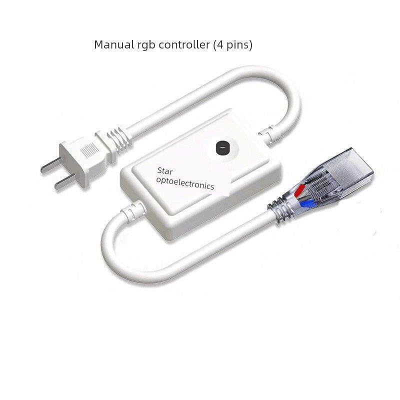 RGB灯条控制器高压220v手动调光遥控器LED灯带七彩流水转换器1500
