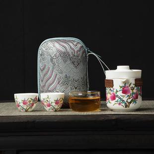 户外便携式 旅行茶具套装 快客杯一壶三杯露营泡茶壶茶杯收纳包