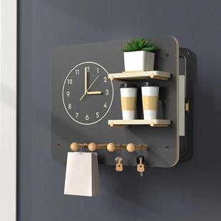 电表箱遮挡装饰画带钟表洞洞板挂钩北欧风配电箱挂钥匙翻盖挂衣钩