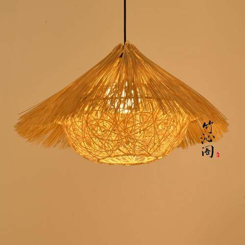 竹艺竹编吊灯禅意茶室中式饭厅民宿日式藤编灯笼覆古创意艺术灯罩