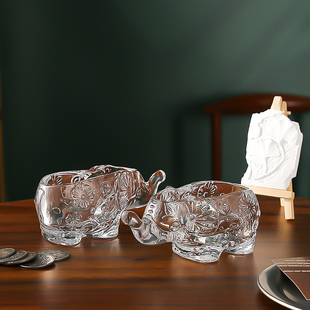 创意大象储物罐轻奢透明玻璃