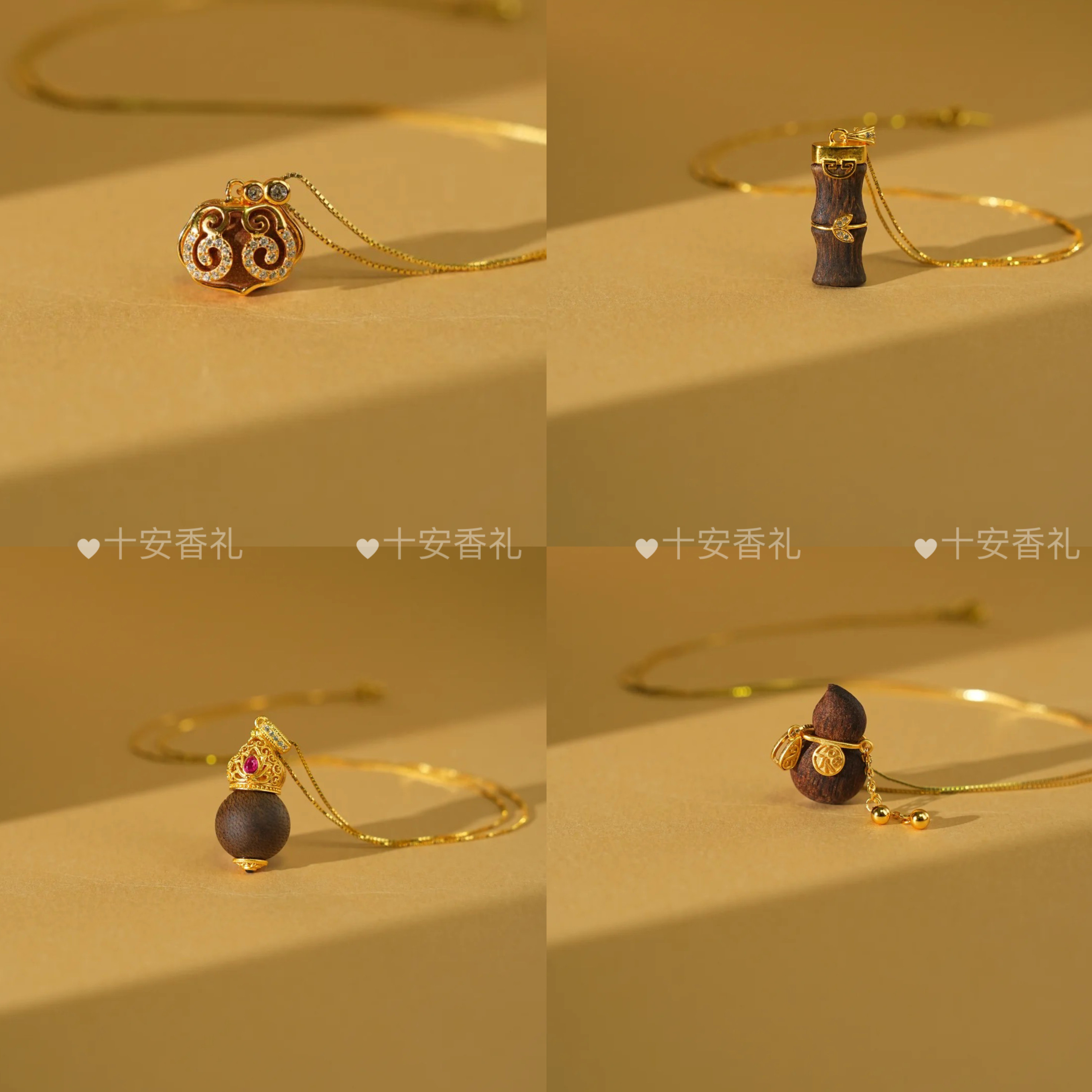 沉香项链天然文莱黑棋葫芦沉香吊坠女款饰品如意锁高级感纯银项链