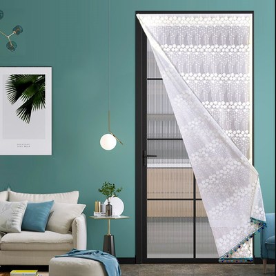 魔术贴纱帘免打孔装饰防蚊门帘自粘式窗户橱柜遮挡隔断帘短帘简约