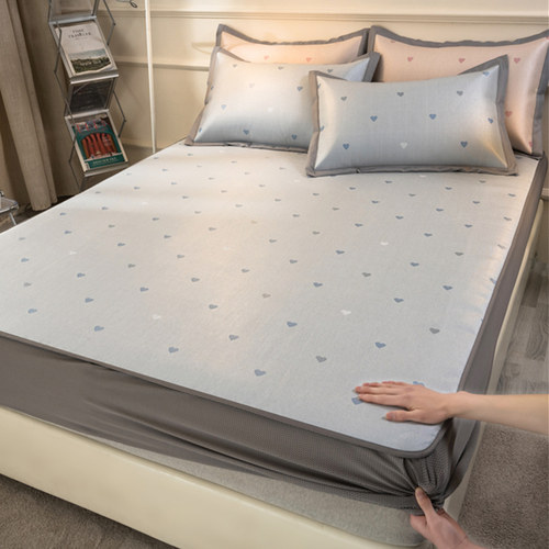 凉席冰丝席三件套空调软席子可折叠水洗夏天床笠款家用儿童单人