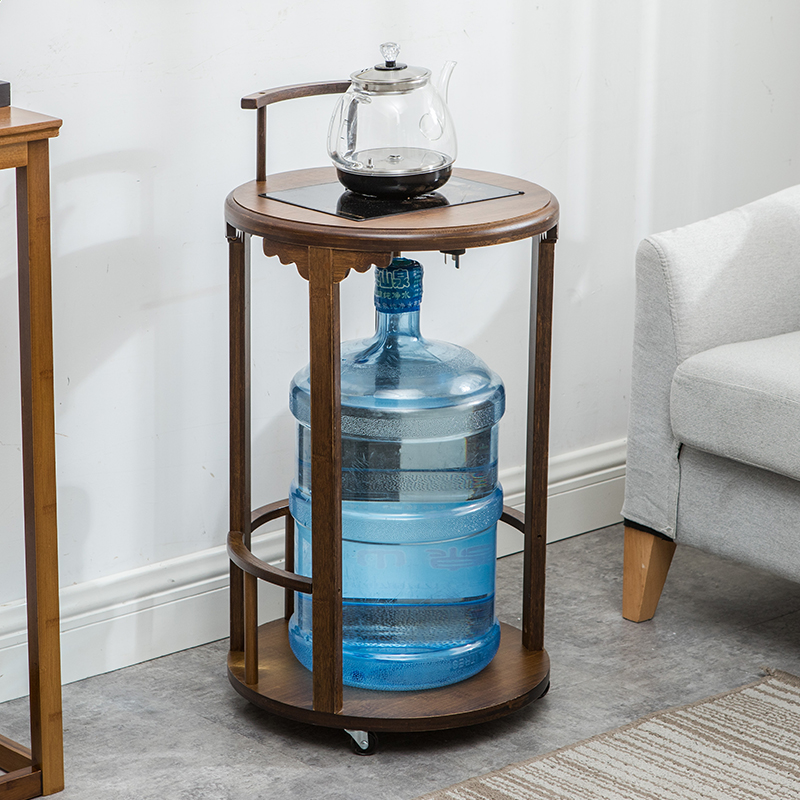 可移动茶桌边柜带轮茶水车楠竹家用客厅边几茶台烧水壶一体茶水柜