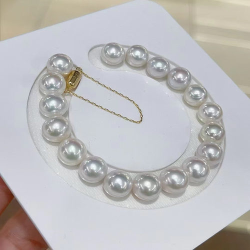 10-11mm极光爱迪生珍珠手串，正圆极光，配18K金磁铁扣