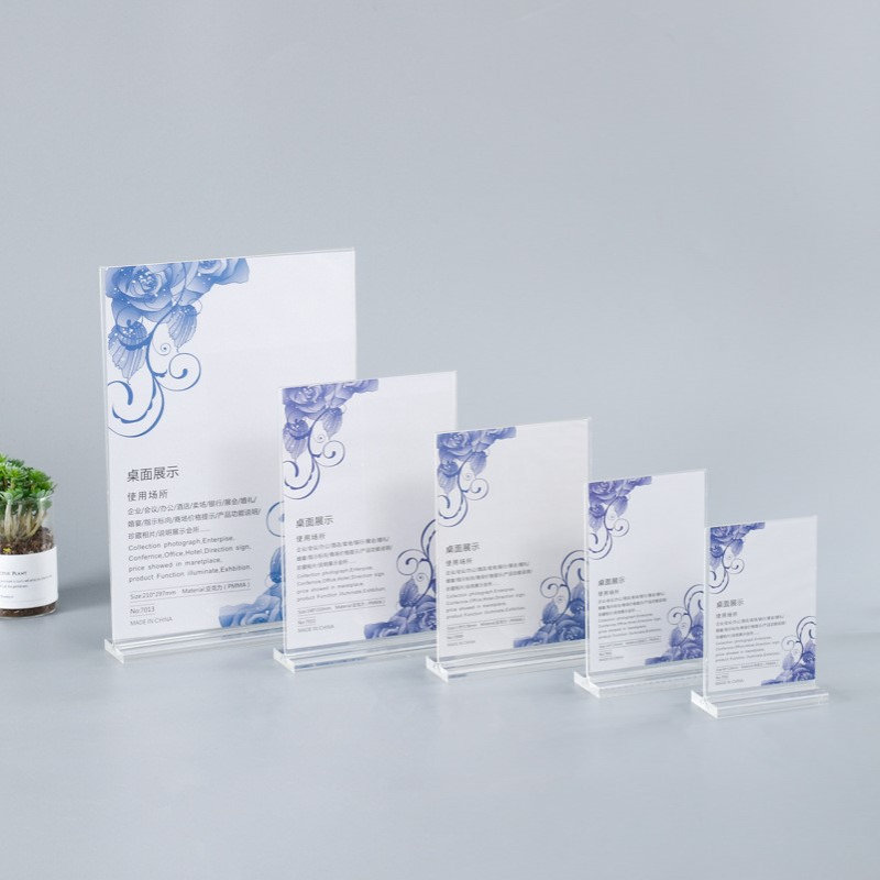 KJ亚克力八字形台签批发 透明双面立牌台卡 广告价格牌酒水展示架