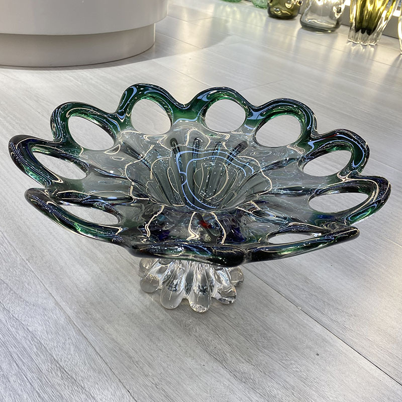 设计师简约现代厚重玻璃水果盘客厅茶几餐桌面创意琉璃样板间摆盘