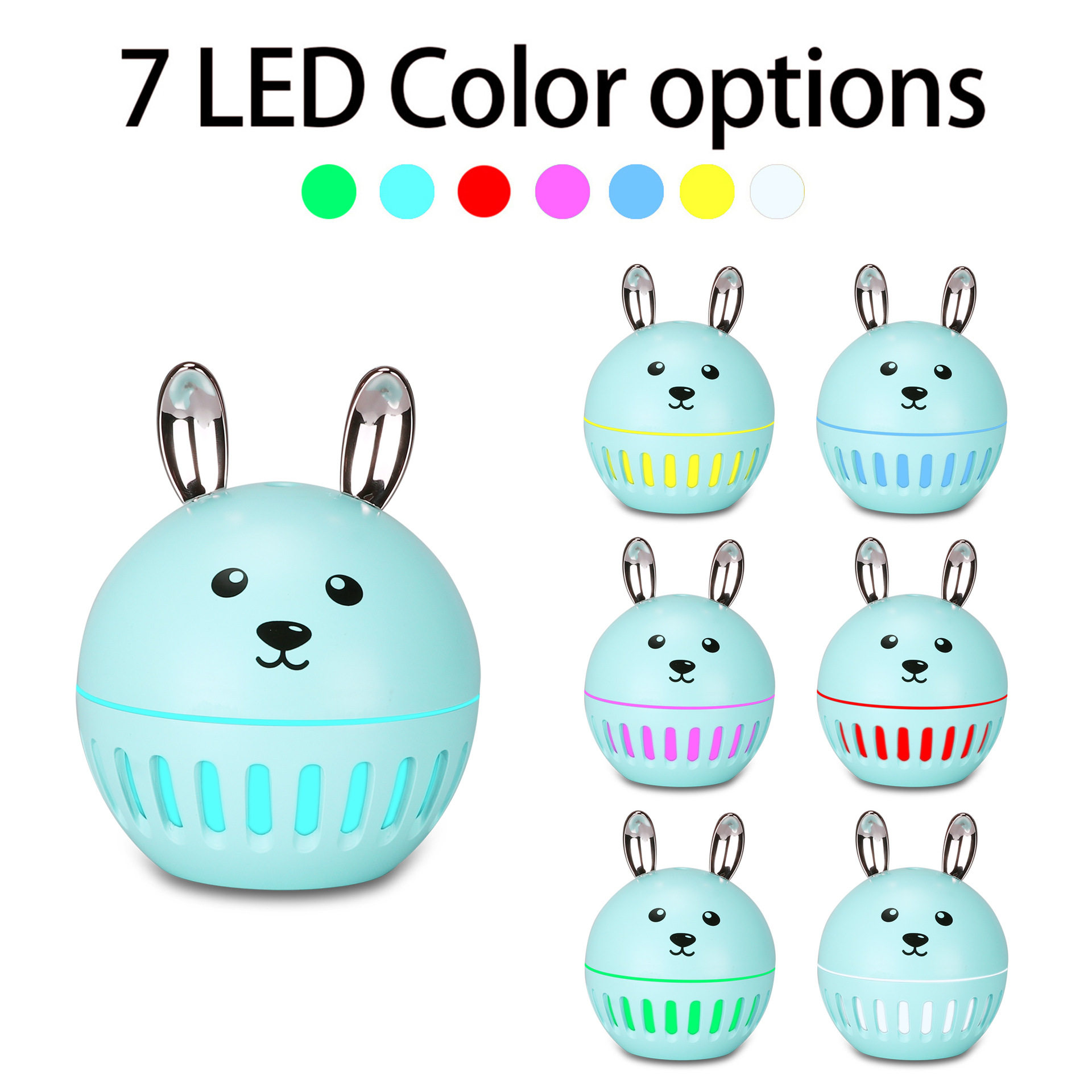 USB加湿器 迷你萌宠可爱加湿器 家用七彩灯加湿器新款静音130ML