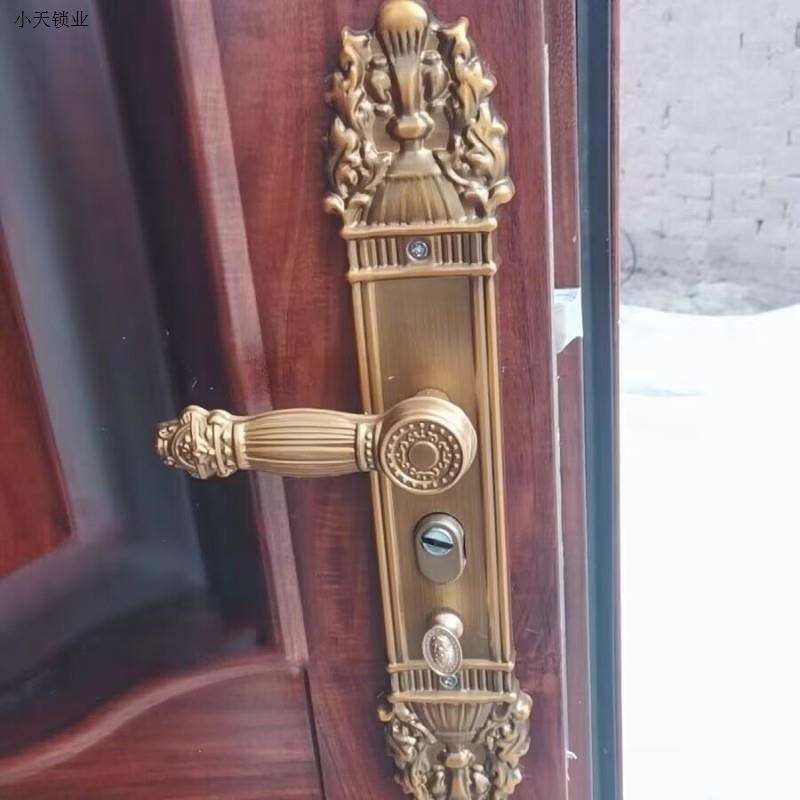 大门豪华防盗门拉手双活别墅门把手双开们面板门锁配件执手锁.
