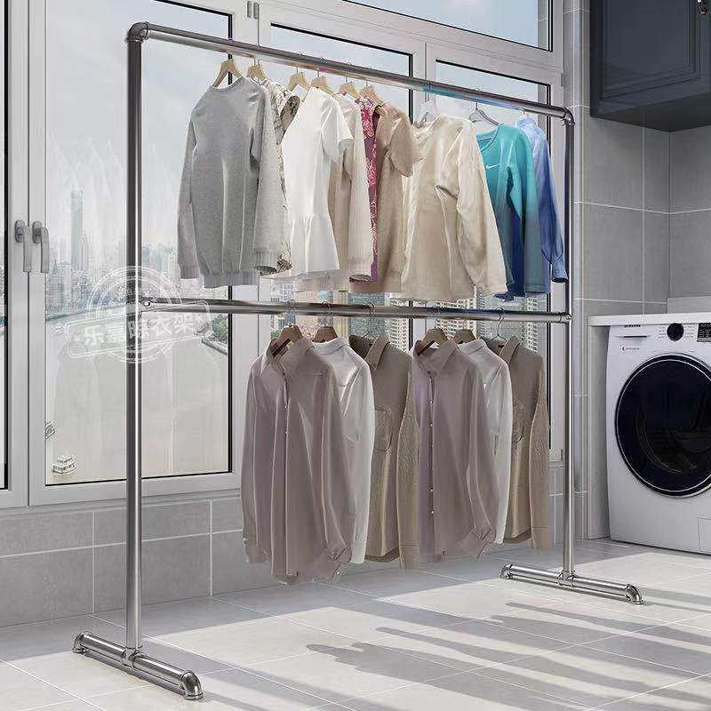 美之然镀锌管晾衣架上下双层卧室挂衣架阳台落地室外晾衣杆摆地摊,收纳整理,晾晒杆,淘宝优惠券,粉丝福利购,淘宝优惠卷