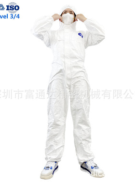 PPE防护服Tyvek 400一次性SF 透气膜白色连体带帽防护服EN14126