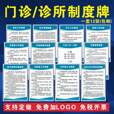 诊所规章制度牌  个体门诊卫生室管理工作制度  广告牌标识牌上墙