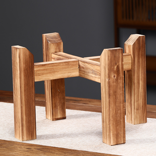 加高加粗紫砂茶缸木架底座陶瓷水缸花盆支撑架子鱼缸水桶实木底托