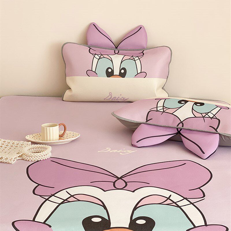 夏季卡通风凉感冰丝凉席床笠款三件套可爱立体可水洗可折叠空调席