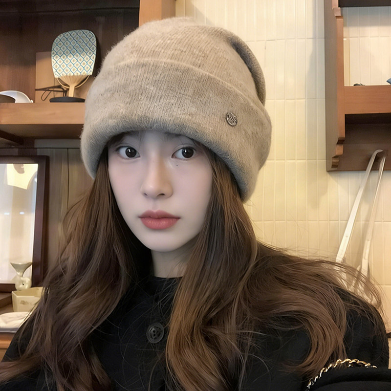 软糯纯羊毛针织帽子女款2026新款冬防寒护耳大头围毛线帽子显脸小
