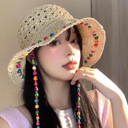 编织草帽夏防晒帽子沙滩帽显脸小