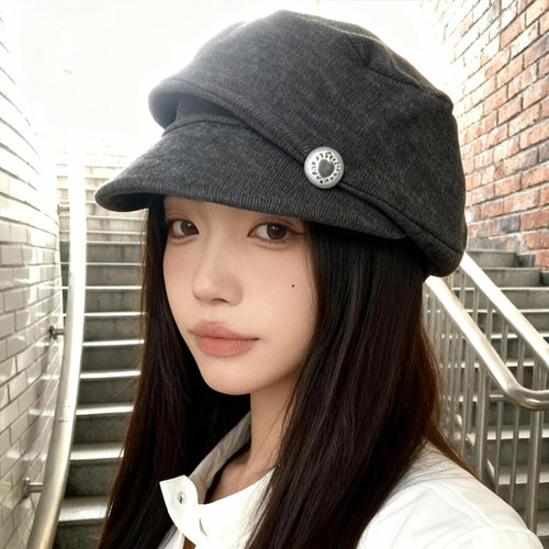 贝雷帽女日系复古褶皱2025新款