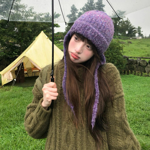 紫罗兰手工针织帽女2026新款
