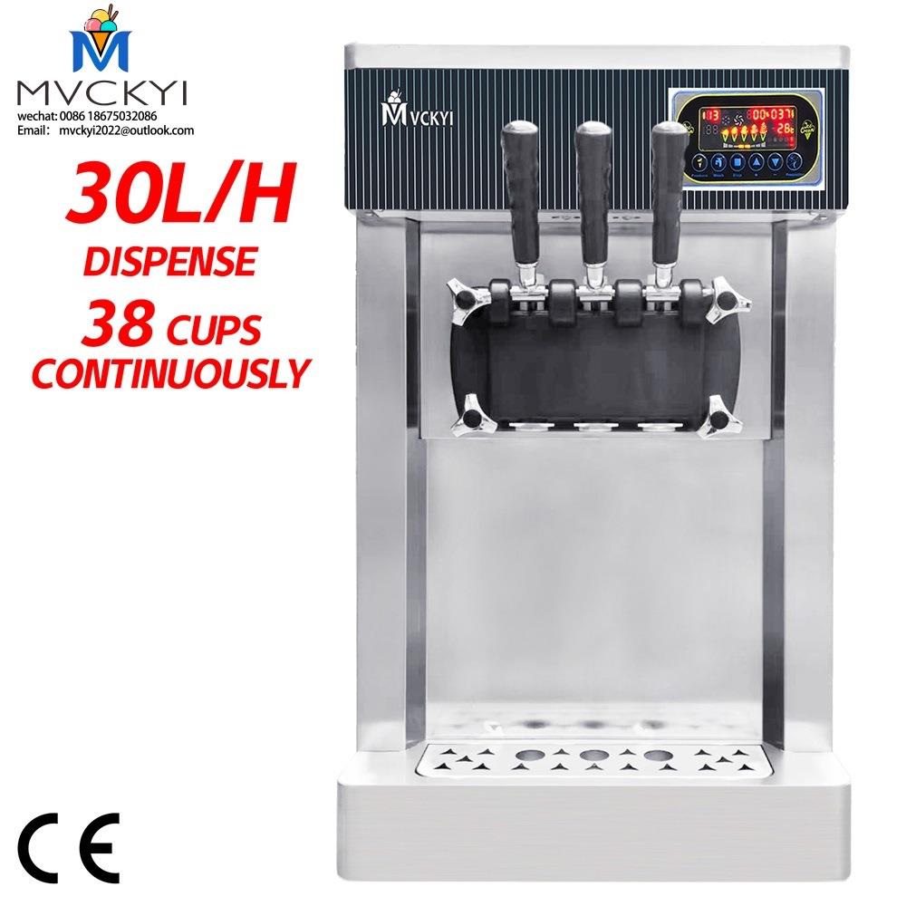 甜筒雪机台式三头三色冰激凌机脆皮甜筒雪糕冰激凌机新款