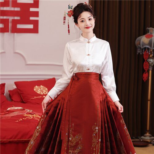 新中式国风婚服红色马面裙敬酒服套装女秋冬2024新款成人日常可穿