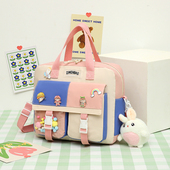 小学生尼龙学习袋初中手提拎书袋可单肩美术袋兴趣班可双肩文件袋