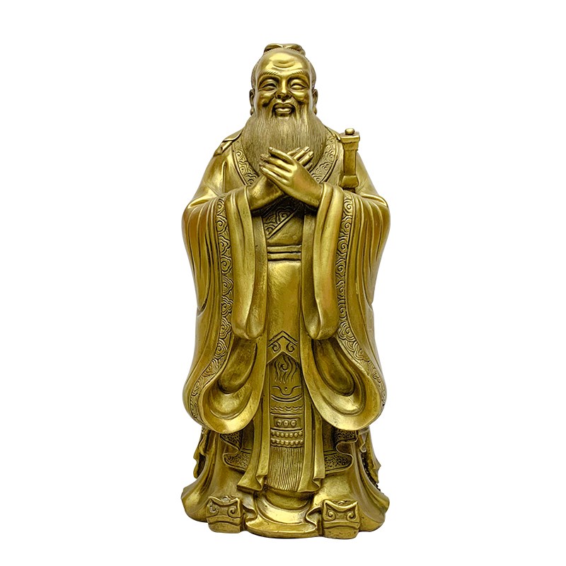 善缘堂 铜孔子像孔夫子孔圣人铜像先师儒家万世师表家居桌面摆件