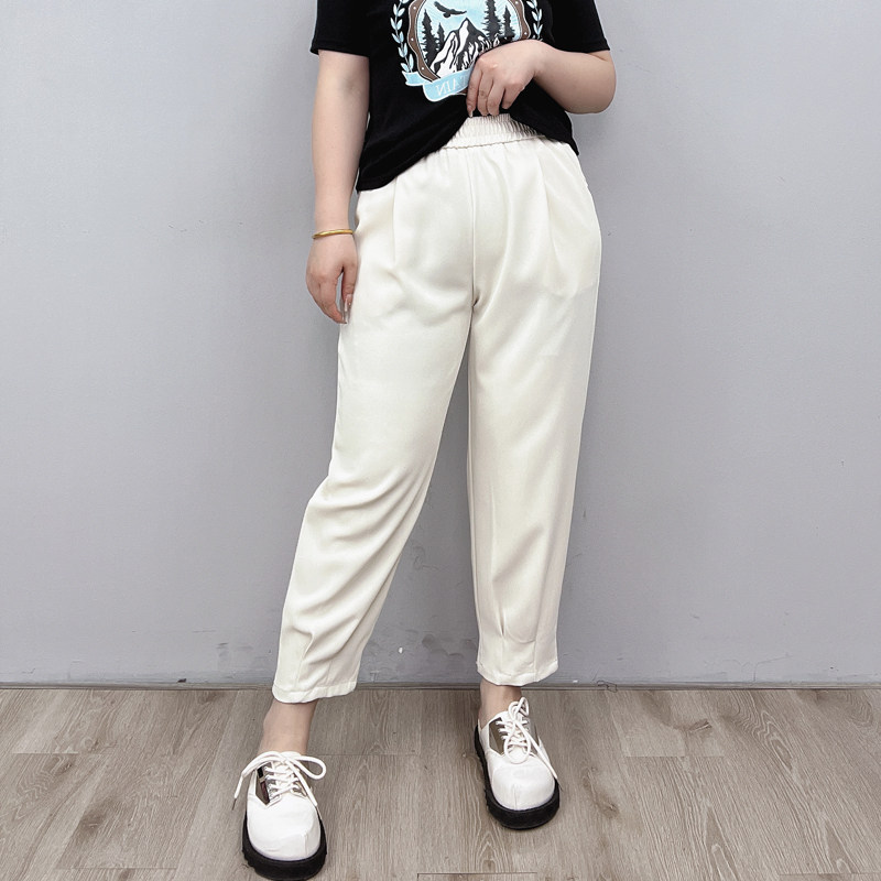 高腰薄款西装裤女2023夏季大码胖mm宽松显瘦休闲垂感哈伦九分裤子
