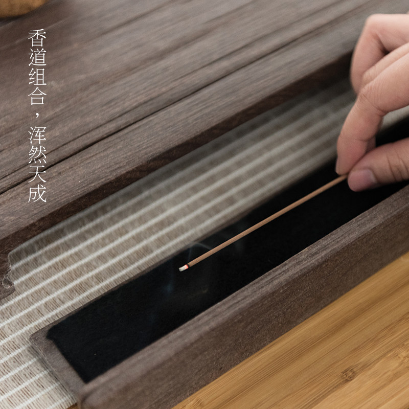 石金道天然紫檀石茶盘家用客厅石材仿木干湿泡茶台排水茶海带香托