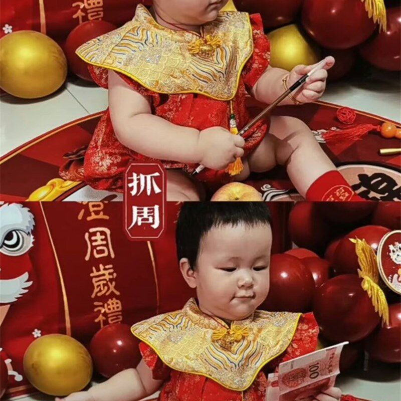周岁礼服女宝宝春夏款红色中国风一岁抓周宴礼服婴儿包p中式唐装