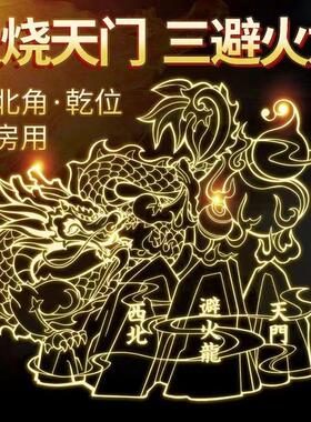 化解火烧天门厨房在西北角避火龙金属贴厨房对厕所卫生间隐形摆件