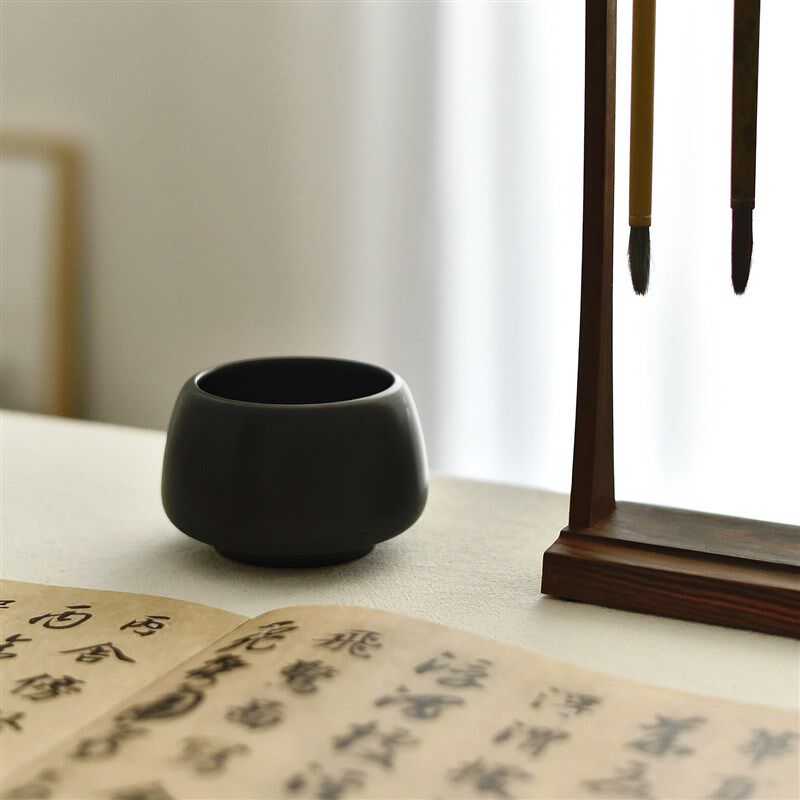 -桃园日常-隐山堂 月牙白影黑茶洗 文房笔洗 基础茶具