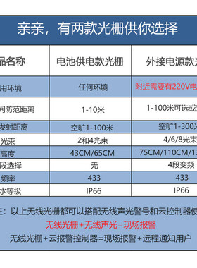 艾礼富韦尔无线红外光栅光幕独立报警无需主机门窗防盗室外防水