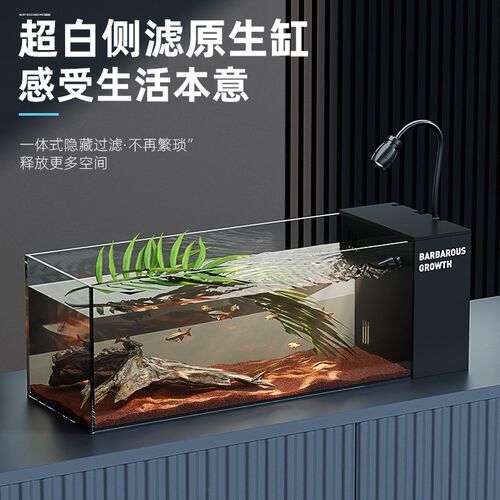 桌面溪流缸侧滤鱼缸小型客厅2024新款生态造景过滤制氧一体机超白