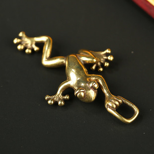 丛林豹黄铜复古旧小青蛙钥匙扣挂件挂饰项链吊坠吊饰DIY配件配饰