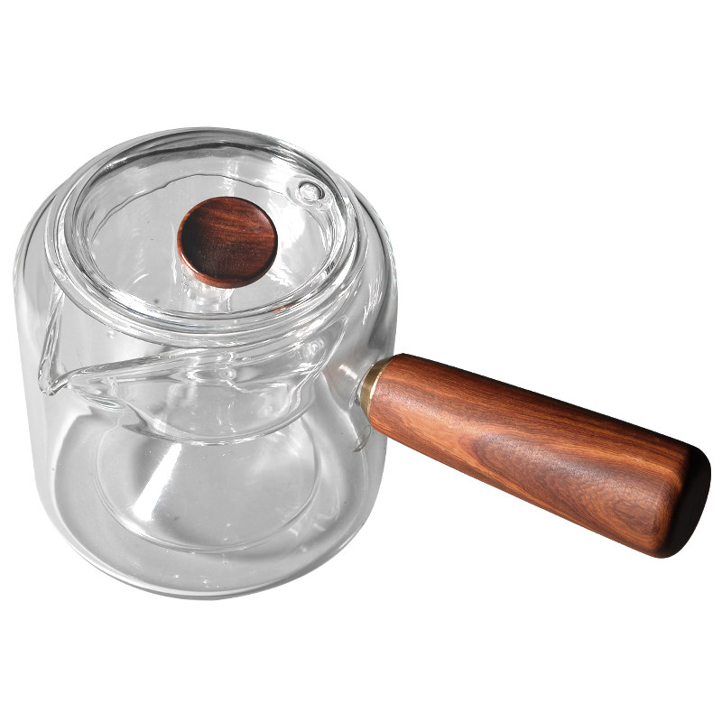 新羽手工茶具耐热玻璃蒸茶器侧把壶电陶炉煮泡茶壶功夫茶道茶具