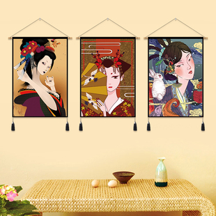 饰画 挂毯装 饰画挂画电表箱家用装 饰布艺挂布日式 仕女挂毯成品装