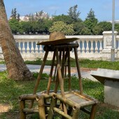 竹椅靠背椅家用民宿老式 编织阳台围炉泡茶餐桌椅竹凳儿童摄影道具