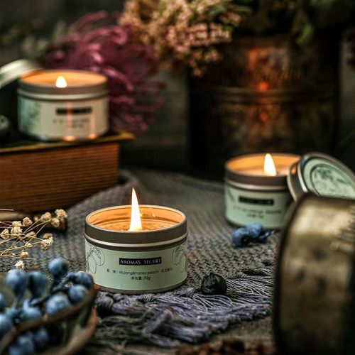 栀子花香氛浪漫香氛情侣圆形家用助眠安神净化空气生日蜡烛室内