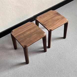 北美黑胡桃木实木小凳子矮凳家用垫脚凳儿童小板凳可叠放换鞋方凳