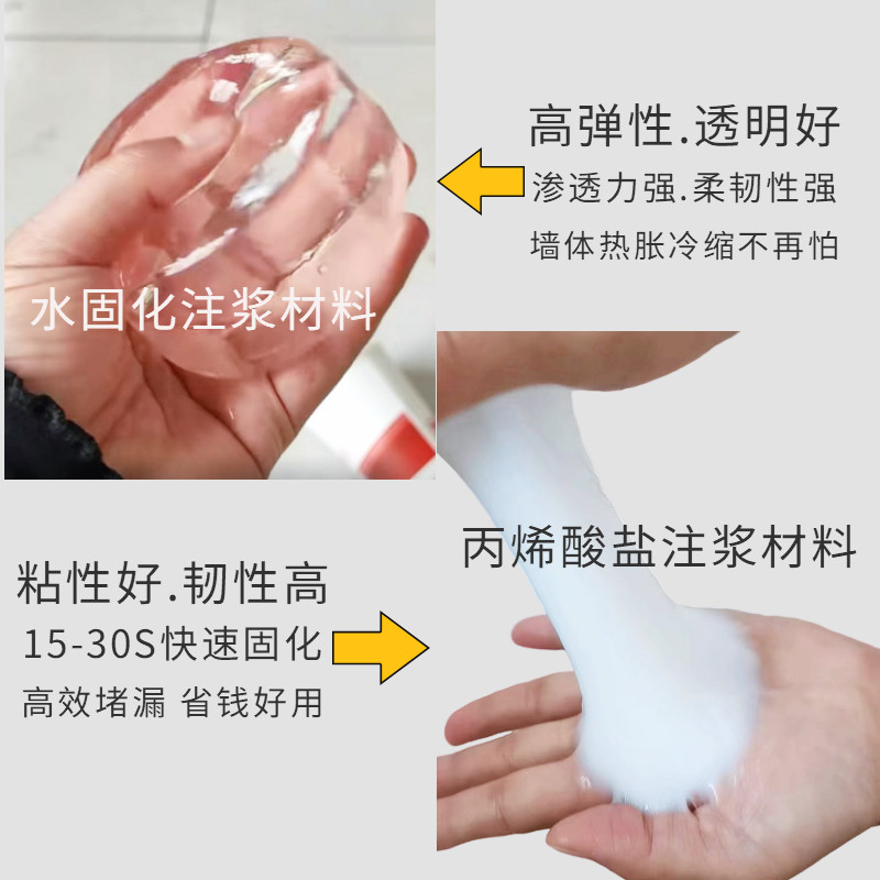 水固化注浆料高压灌浆防水堵漏液丙烯酸盐注浆液AB双组份注浆材料