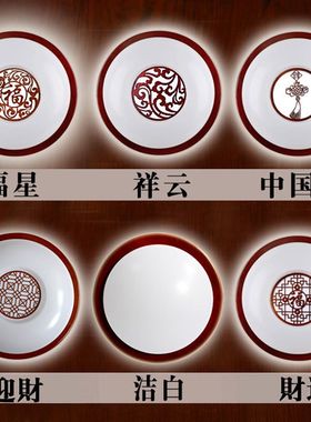 LED圆形中式吸顶灯实木橡木亚克力客厅卧室书房间灯阳台灯饰具