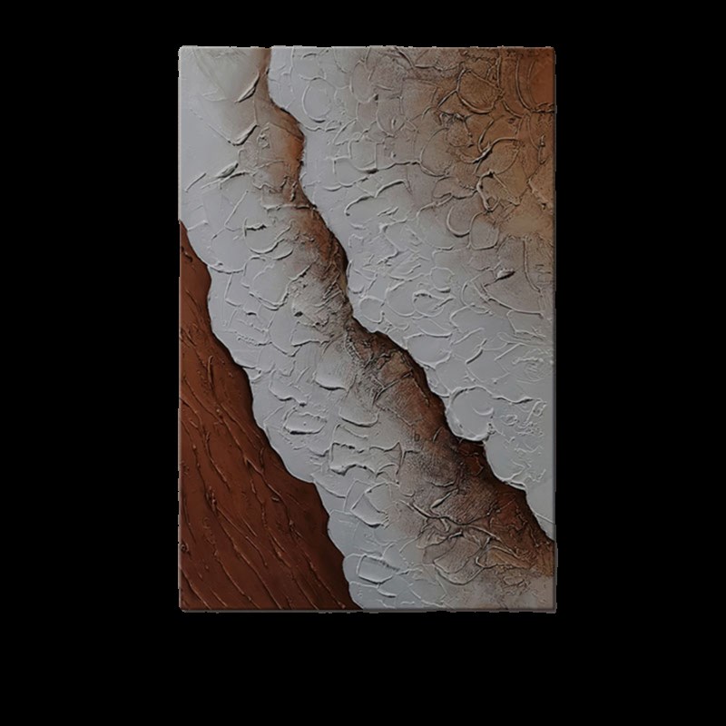 纯手绘丙烯肌理感油画客厅餐厅玄关挂画侘寂风抽象无框装饰画定制