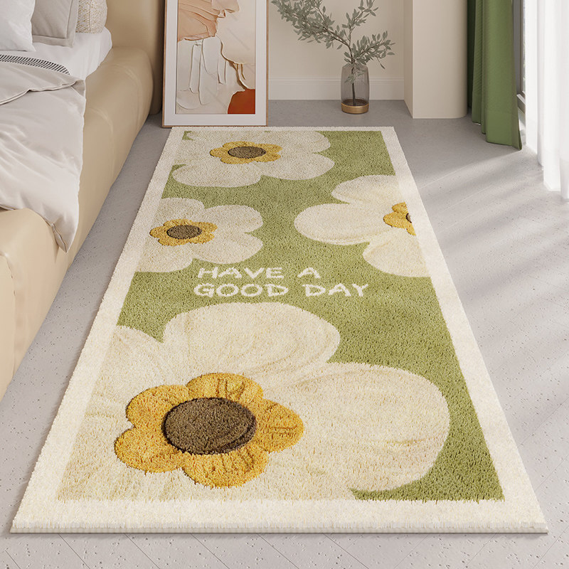 牀边卧室地毯主卧脚垫女生房间高级感防滑垫长条毛绒牀前地垫