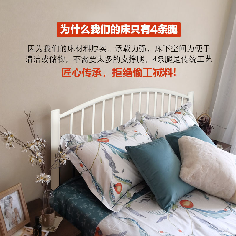 简约铁艺床黑色北欧双人铁艺公主欧式网红铁床架钢架床1.5米1.8米