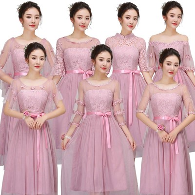 伴娘礼服女2021新款显瘦大码姐妹团服特别平时可穿小合唱裙冬季装